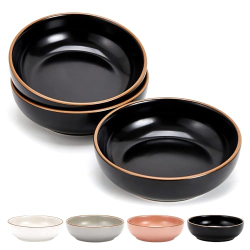 Cottagecore Howise Katzennäpfe aus Keramik, Futternapf für Futter und Wasser, 13,5 cm, 3 Stück, Mattes schwarzes Finish von Cottagecore