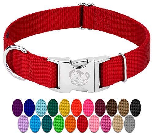Country Brook Petz Hundehalsband aus Nylon, mit Metallschnalle, 2,5 cm breit, Rot von Country Brook Design