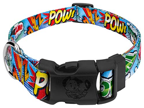 Country Brook Petz Deluxe-Comic-Pop-Hundehalsband – Geek-Chic-Kollektion mit Designs für jeden Mega-Fan (2,5 cm, Größe M) von Country Brook Petz