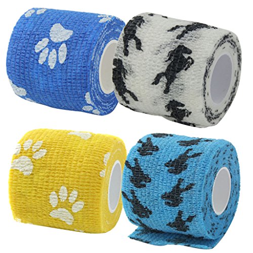 Kohäsive Bandage für Katzen und Hunde, Gazeband, Wickelklauen, Drucke, Blau, 01 von Courtieyeardceastea