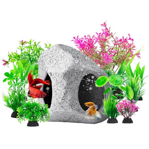 CousDUoBe Aquarium-Versteck, Felsenhöhle, Aquarium-Dekoration, Quarium, Betta-Spielzeug, Verstecksteine, Haus, sichere und ungiftige Keramik-Aquarium-Ornamente, 10 Stück CousDUoBe Aquarium-Versteck, Felsenhöhle, Aquarium-Dekoration, Quarium, Betta-Spielzeug, Verstecksteine, Haus, sichere und ungiftige Keramik-Aquarium-Ornamente, 10 Stück von CousDUoBe