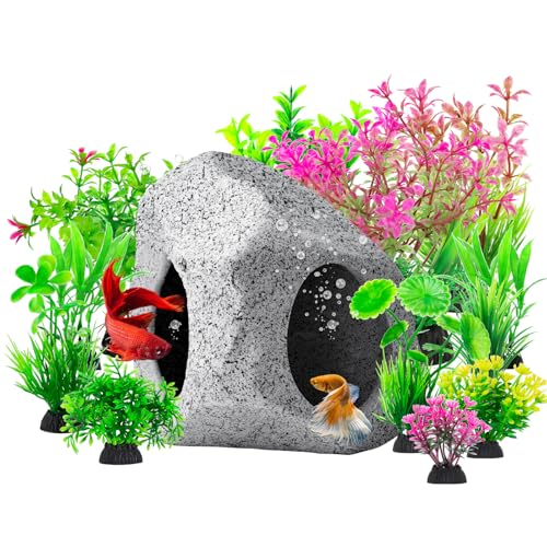 CousDUoBe Aquarium-Versteck, Felsenhöhle, Aquarium-Dekoration, Quarium, Betta-Spielzeug, Verstecksteine, Haus, sichere und ungiftige Keramik-Aquarium-Ornamente, 13 Stück CousDUoBe Aquarium-Versteck, Felsenhöhle, Aquarium-Dekoration, Quarium, Betta-Spielzeug, Verstecksteine, Haus, sichere und ungiftige Keramik-Aquarium-Ornamente, 13 Stück von CousDUoBe