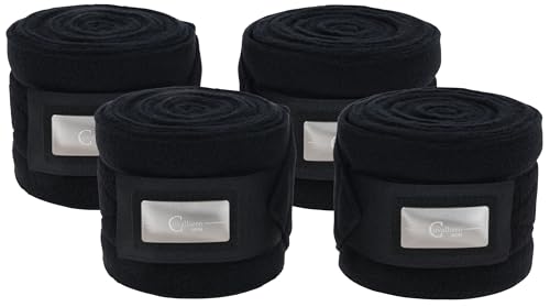 Covalliero, 4X, Fleecebandagen CovallieroTherm, Pferdebandage, Verband, Cova-Tex-Material, Pferde, mit Klettverschluss, schwarz, 3,5mx10cm von Covalliero