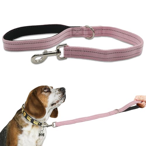 Kurze Nylon-Leine mit Griff, 61 cm, robuste Hundeleine, gepolsterter Griff und D-Ring für Kontrolle, 70 cm lang, für kleine bis große Hunde, Trainingsleine, Rosa Kurze Nylon-Leine mit Griff, 61 cm, robuste Hundeleine, gepolsterter Griff und D-Ring für Kontrolle, 70 cm lang, für kleine bis große Hunde, Trainingsleine, Rosa von Cover Geny
