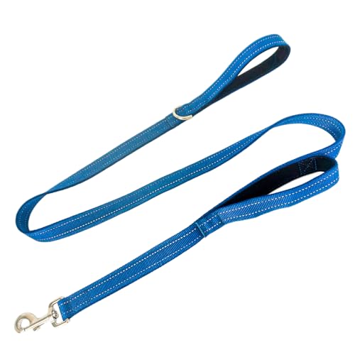 Standard-Hundeleine mit doppeltem gepolstertem Griff, reflektierende Nähte, um 360° drehbar, robuste Metallschnalle, D-Ring, strapazierfähiges Nylon, für mittelgroße Hunde von 20 bis 27 kg, Gehen und Standard-Hundeleine mit doppeltem gepolstertem Griff, reflektierende Nähte, um 360° drehbar, robuste Metallschnalle, D-Ring, strapazierfähiges Nylon, für mittelgroße Hunde von 20 bis 27 kg, Gehen und von Cover Geny