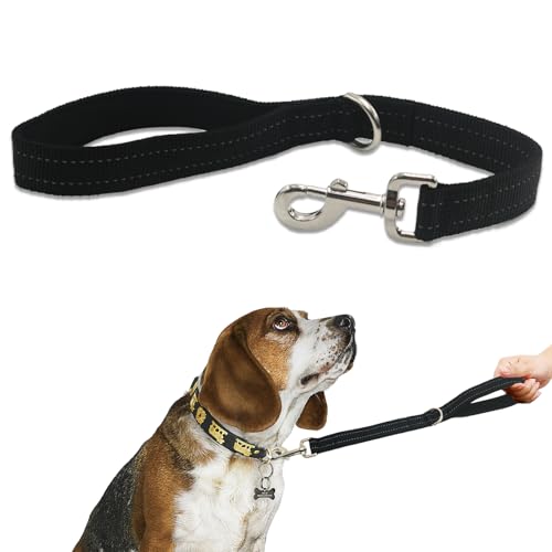 Verkehrs-Hundeleine, dick, doppelt gepolsterter Griff, kurze Außenseite mit reflektierenden Nähten, kurze Hundeleine, 360° robuste Metallschnalle, Leine für kleine bis starke Hunde, Schwarz, 4,5 m Verkehrs-Hundeleine, dick, doppelt gepolsterter Griff, kurze Außenseite mit reflektierenden Nähten, kurze Hundeleine, 360° robuste Metallschnalle, Leine für kleine bis starke Hunde, Schwarz, 4,5 m von Cover Geny