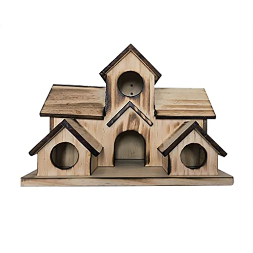 Vogelhäuser Holz mit 6 Löchern für den Außenbereich, Vogelhäuser für draußen, Haus mit 6 Löchern, hängender -Nistkasten, für Gartenarbeit, Geschenke, Heimdekoration (2-Khaki, One Size) von Covermason