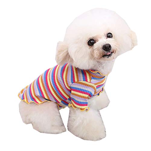Coversolat Hundekleidung Kleine Hunde Hundepullover Chihuahua Regenbogen Streifenshirt Kurzarm Dünne Sweater Hundekostüm Katzen Hunde Kleidung von Coversolat