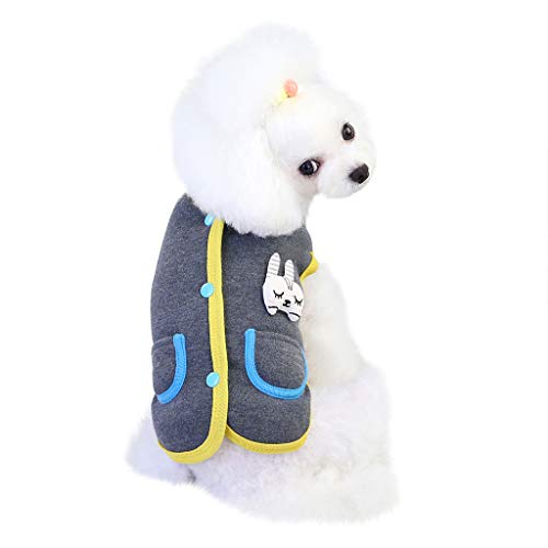 Coversolat Klein Hunde Kleidung Sweatshirt mit Hase Motiv Knopf Hundepullover mit Doppeltasche Hundemantel für Chihuahua Französische Bulldogge von Coversolat