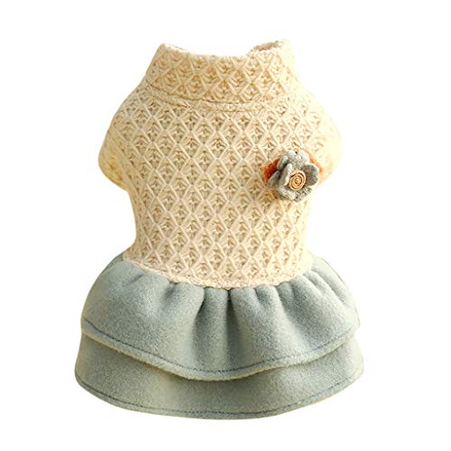 Coversolate Hundekleid mit Blume Blatt Muster Hundepullover Sweater Prinzessin Kleid Kleider Hundekleidung für Kleine Hunde von Coversolate