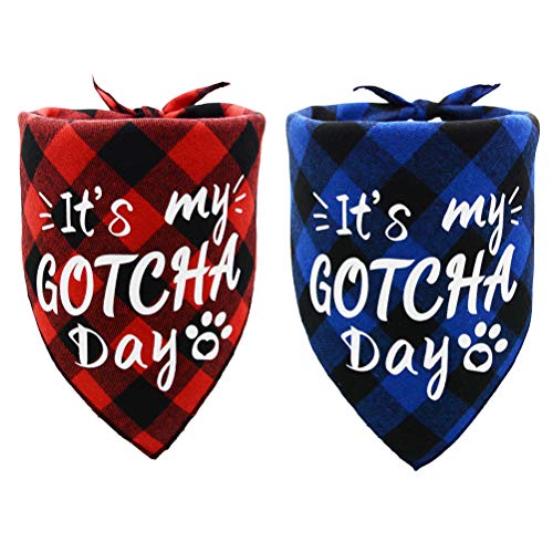 Hunde-Geburtstags-Halstuch für Jungen und Mädchen, Aufdruck "It's My Gotcha Day", Rot und Blau, 2 Stück von Covoroza