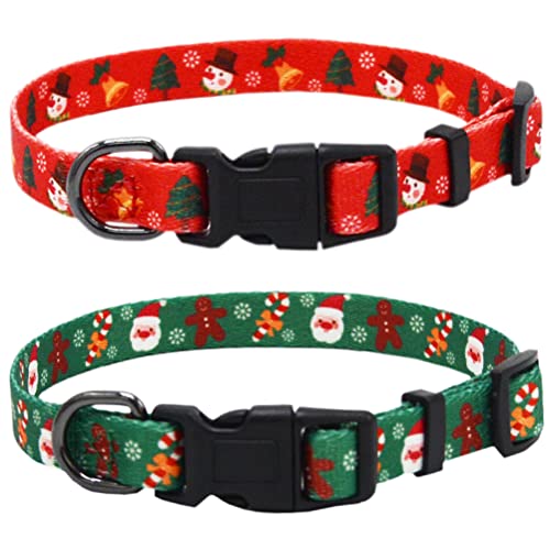 Hundehalsband, verstellbar, strapazierfähig, Nylon, Rot und Grün, Größe S, 2 Stück von Covoroza