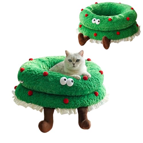 Coxlrrso Katzenbett mit Weihnachtskranz, Katzenbetten mit Weihnachtsbaum für Hauskatzen, weihnachtlich dekoriertes Haustiernest, Weihnachtskatzennest aus Filz Coxlrrso Katzenbett mit Weihnachtskranz, Katzenbetten mit Weihnachtsbaum für Hauskatzen, weihnachtlich dekoriertes Haustiernest, Weihnachtskatzennest aus Filz von Coxlrrso