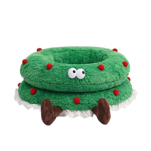 Coxlrrso Süßes weiches Haustierbett mit Weihnachtskranz, Weihnachtsbetten für Hauskatzen, weihnachtlich dekoriertes Haustiernest, Weihnachtskatzennest aus Filz Coxlrrso Süßes weiches Haustierbett mit Weihnachtskranz, Weihnachtsbetten für Hauskatzen, weihnachtlich dekoriertes Haustiernest, Weihnachtskatzennest aus Filz von Coxlrrso
