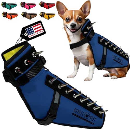 CoyoteVest Hundegeschirr Schutzweste, Reflektierendes Hundezubehör mit Spikes, Schnappschnallen für schnelles Tragen und Entfernen (XS, Königsblau) von CoyoteVest