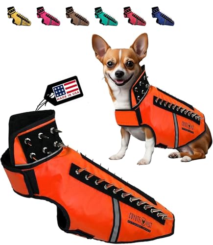 CoyoteVest SpikeVest Hundegeschirr, Weste für kleine Hunde, reflektierende Hundeweste mit Spikes, um Ihr Haustier vor Kojoten, Raptor- und Tierangriffen zu schützen, Anti-Hawk-Weste, hergestellt in CoyoteVest SpikeVest Hundegeschirr, Weste für kleine Hunde, reflektierende Hundeweste mit Spikes, um Ihr Haustier vor Kojoten, Raptor- und Tierangriffen zu schützen, Anti-Hawk-Weste, hergestellt in von CoyoteVest
