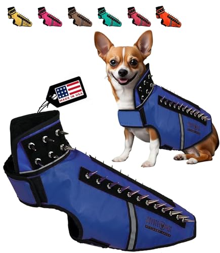 CoyoteVest SpikeVest Hundegeschirr, Weste für kleine Hunde, reflektierende Hundeweste mit Spikes, um dein Haustier vor Kojoten, Raptor- und Tierangriffen zu schützen, Anti-Hawk-Weste, USA(M-Royalblau) von CoyoteVest