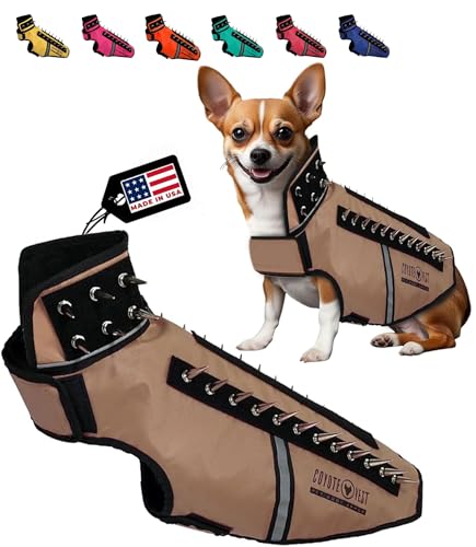 CoyoteVest SpikeVest Hundegeschirr, Weste für kleine Hunde, reflektierende Hundeweste mit Spikes, um dein Haustier vor Kojoten, Raptor- und Tierangriffen zu schützen, Anti-Hawk-Weste, USA(M-Texas Tan) CoyoteVest SpikeVest Hundegeschirr, Weste für kleine Hunde, reflektierende Hundeweste mit Spikes, um dein Haustier vor Kojoten, Raptor- und Tierangriffen zu schützen, Anti-Hawk-Weste, USA(M-Texas Tan) von CoyoteVest