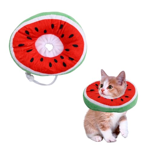 Cozlly Halskrause Katze, Weich Katze Schutzkragen, Verstellbare Einstellbar Halsband, Weich Halskragen, Cat Leckschutz Kragen für Klein Hund Nach Operation Schutzkragen, Wassermelone (L) von Cozlly