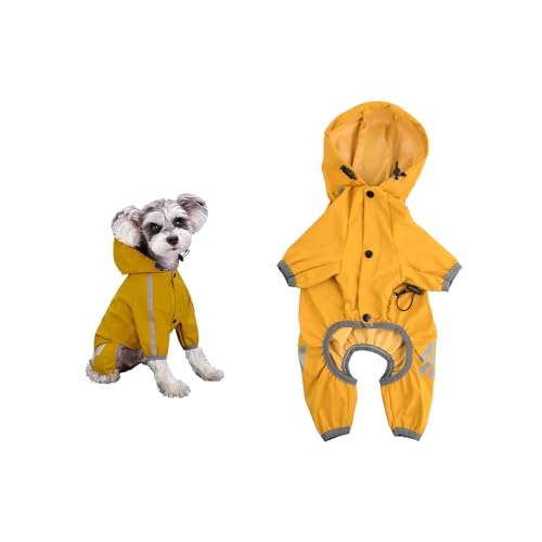 Cozlly wasserdichte Hunderegenmäntel, Verstellbarer Kordelzug welpen-Regenmantel Hund, Regenmantel für Kleiner Hunde, Regenmantel Hund Wasserdichtl mit sicheren reflektierenden Streifen (L) von Cozlly
