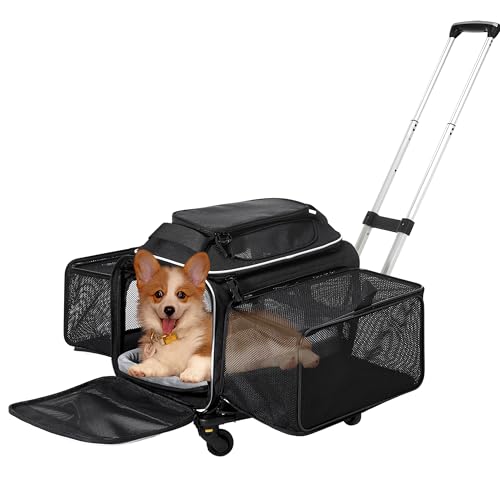 Cozy Cruiser Von Fluggesellschaften zugelassene erweiterbare Haustier-Tragetasche auf Rädern, Rolltrage, entworfen für Hunde und Katzen, extra geräumige, weich gefütterte Tragetasche, Schwarz Cozy Cruiser Von Fluggesellschaften zugelassene erweiterbare Haustier-Tragetasche auf Rädern, Rolltrage, entworfen für Hunde und Katzen, extra geräumige, weich gefütterte Tragetasche, Schwarz von Cozy Cruiser