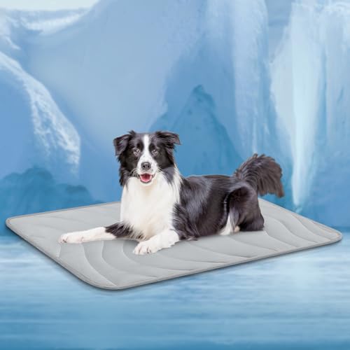 Cozyide Kühlmatte für Hunde, große Matte für Hunde, wendbar (kühlend und warm), für Hunde und Katzen, zur Verwendung in der Hundehütte und Sofa, maschinenwaschbar, 101,6 cm L x 71,1 cm B, Hellgrau von Cozyide
