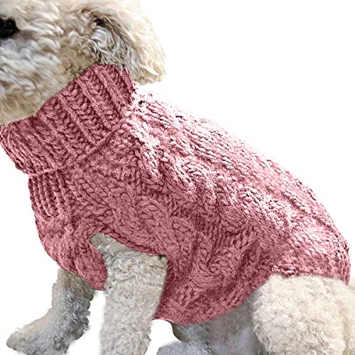 Cozylkx Winter Warmer Hundepullover Mit Rollkragen, Gestrickter Hundepullover, Katzen-outfit, Weste Für Kleine Und Mittelgroße Hunde,Rosa Cozylkx Winter Warmer Hundepullover Mit Rollkragen, Gestrickter Hundepullover, Katzen-outfit, Weste Für Kleine Und Mittelgroße Hunde,Rosa von Cozylkx