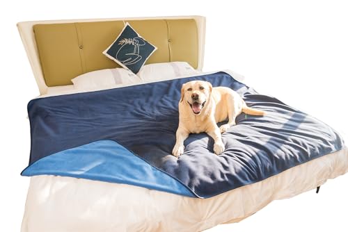 Cozytex Wasserdichter Deckenbezug, 152,4 x 203,2 cm, Erwachsene, Haustiere, Bett, Couch, Möbel, Matratzenschoner, weich, wasserdicht, Grau, Marineblau (Marineblau/Blau, 152,4 x 203,2 cm) von Cozytex