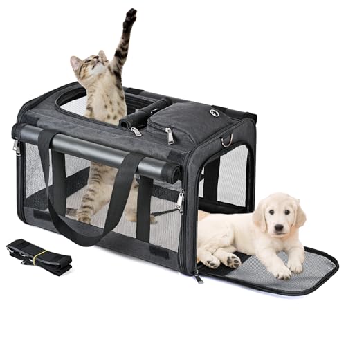 Katzentasche Transporttasche Hundebox Faltbar Hundetransportbox Katzentransportbox Hundetasche für kleine Hunde und Katze Haustiertragetasche Katzentragetasche mit Schultergurt (Schwarz) von Cozywind