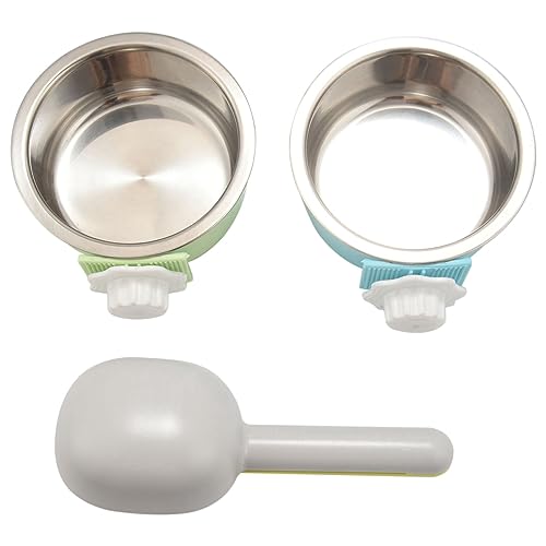 Cpolebev 2 StüCk Hundenapf, Abnehmbarer Edelstahl Tierzwinger zum AufhäNgen Von Futter Wasser Feeder SchüSsel KäFig Coop Cup mit von Cpolebev