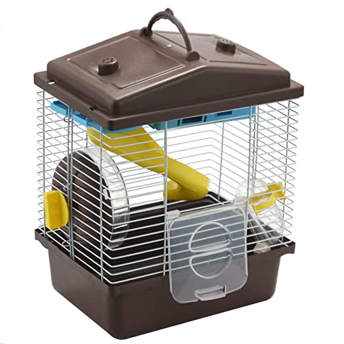 Cpolebev Pet Cage Hamster Cottage mit Transparentem Oberlicht-Doppelschichthaus für Hamster Golden Hamster Pet Coffe von Cpolebev