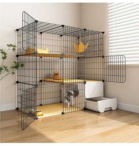 2/3 Katzenkäfige Indoor Groß, mit geschlossener Katzentoilette, Katzengehege, für 1-2 Katzen, Frettchen, Chinchilla, Kleintiere (Style1 111x39x109) von CraftNestUK