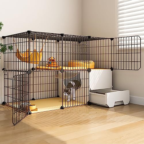 2/3 Katzenkäfige Indoor Groß, mit geschlossener Katzentoilette, Katzengehege, für 1-2 Katzen, Frettchen, Chinchilla, Kleintiere (Style2 111x39x73) von CraftNestUK