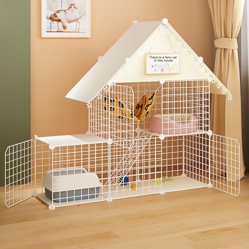 Indoor Faltbarer Katzenkäfig, DIY Drahtzaun Katzenhütte für Katzen, Frettchen, Chinchilla, Kaninchen (Style1 75x39x110) von CraftNestUK