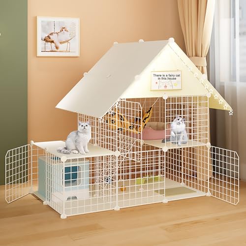 Indoor Faltbarer Katzenkäfig, DIY Drahtzaun Katzenhütte für Katzen, Frettchen, Chinchilla, Kaninchen (Style2 75x39x110) von CraftNestUK
