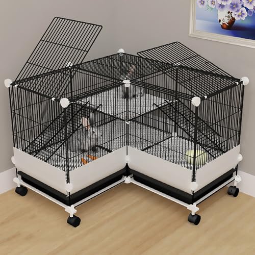 Kaninchenkäfig DIY verschlüsselter Indoor-Hasenkäfig mit Spritzschutz und Dachfenster, Doppelschicht-Design, mit drehbaren Rädern Kaninchenkäfig DIY verschlüsselter Indoor-Hasenkäfig mit Spritzschutz und Dachfenster, Doppelschicht-Design, mit drehbaren Rädern von CraftNestUK