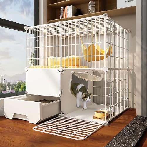 Katzenkäfig für den Innenbereich, DIY-Drahtzaun, Katzenhütte, Katzengehege, mit Katzenklo, für 1–2 Katzen, Frettchen, Chinchilla, Kaninchen (eine Farbe B) von CraftNestUK