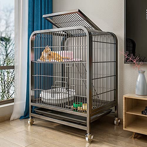 Katzenkäfig mit Rädern, Kätzchen Katze Familie Käfig Haustierkäfig Haus für 1 bis 2 Katzen, geeignet für Frettchen Chinchillas (60cm L x 45cm B x 66cm H) von CraftNestUK