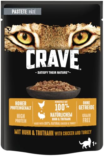 Crave Adult Katzennassfutter Pastete mit Huhn & Truthahn, 24 Portionsbeutel, 24x85g – Premium Katzenfutter nass, Proteinreich und ohne Getreide Crave Adult Katzennassfutter Pastete mit Huhn & Truthahn, 24 Portionsbeutel, 24x85g – Premium Katzenfutter nass, Proteinreich und ohne Getreide von Crave Cat