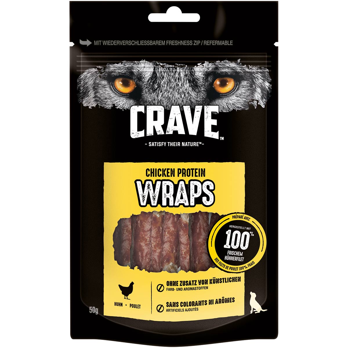 CRAVE Hund Protein Wraps mit Huhn 5x50g von Crave