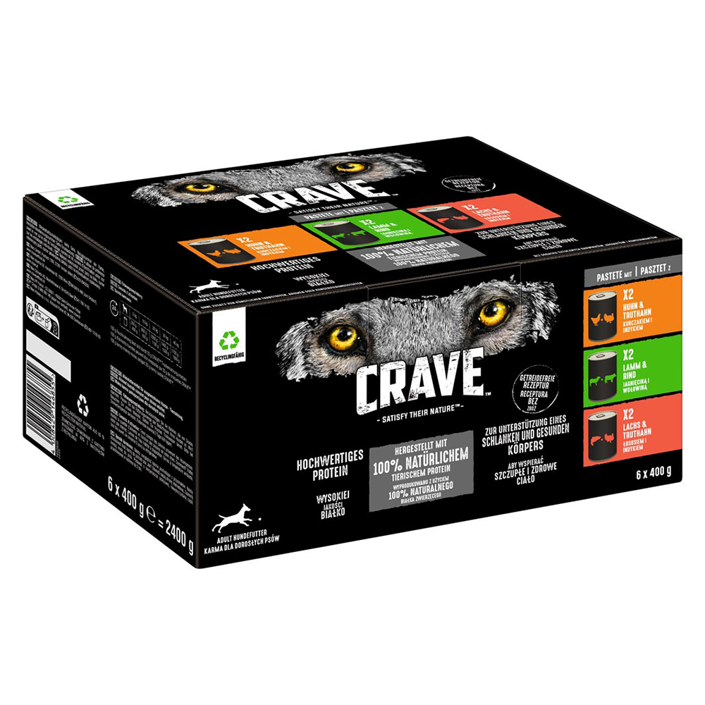 Crave Adult 6 x 400 g - Mix (3 Sorten gemischt) von Crave