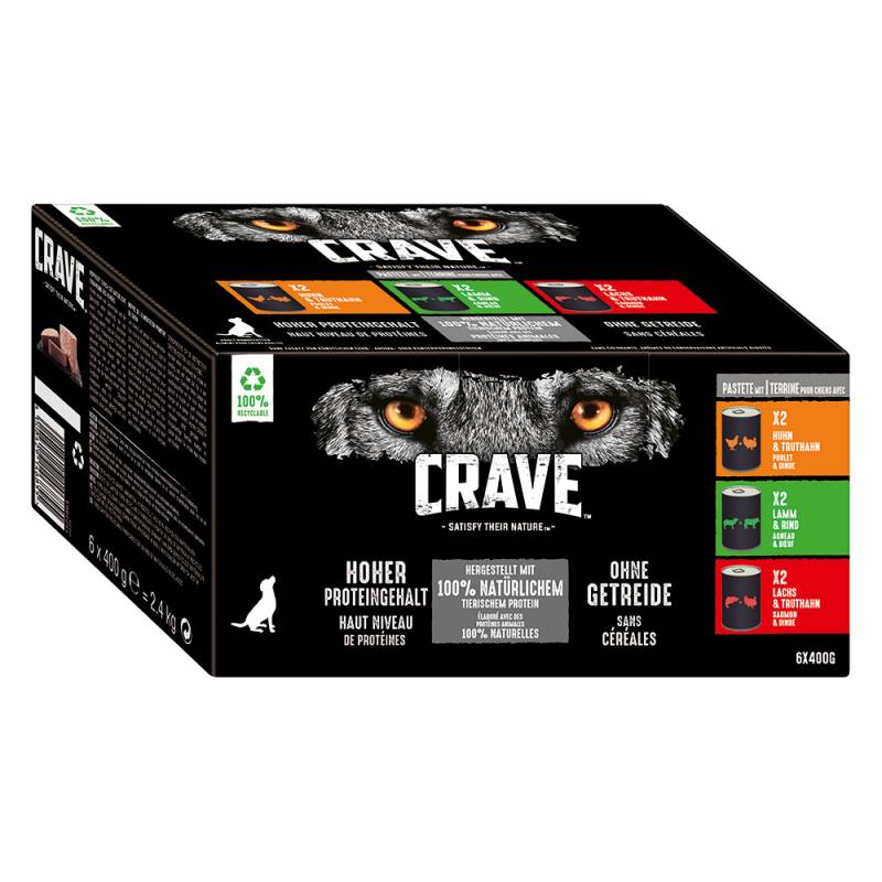 Crave Adult 6 x 400 g - Mix (3 Sorten gemischt) von Crave