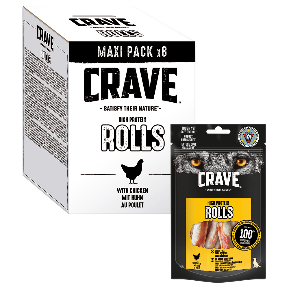 Crave High Protein Rolls - 8 x 50 g Huhn von Crave