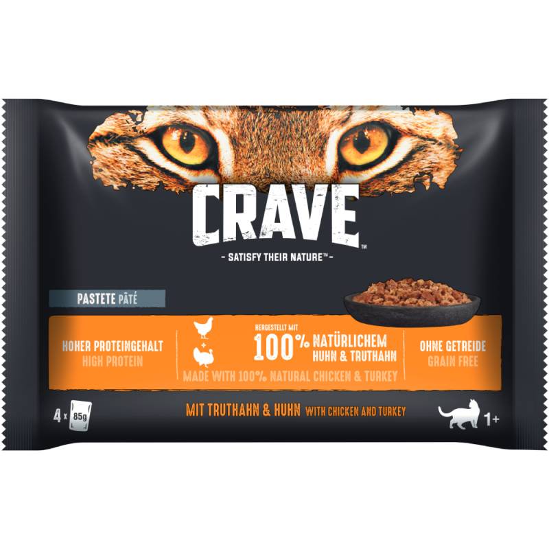 Crave Pouch Multipack 4 x 85 g - Pastete mit Huhn & Truthahn von Crave
