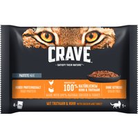 Crave Pouch 4 x 85 g - Pastete mit Huhn & Truthahn von Crave