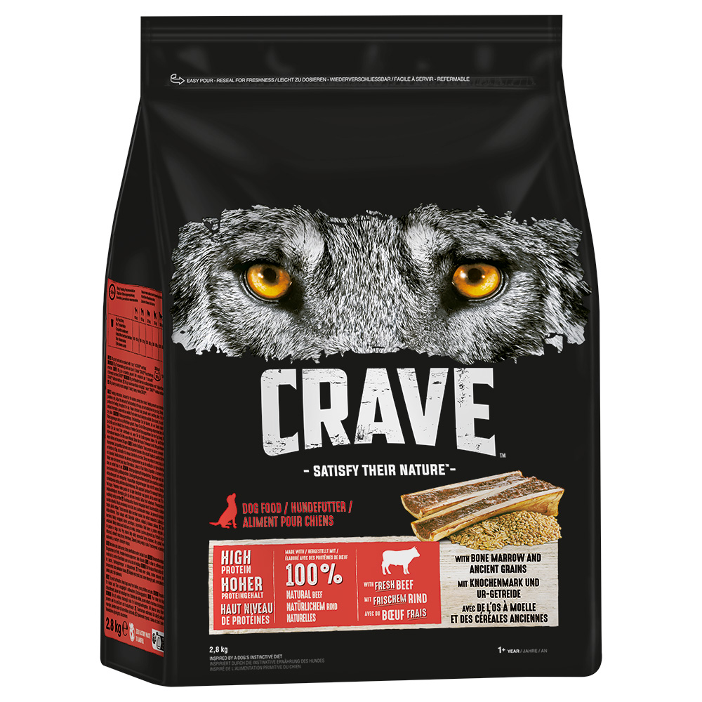 Crave Rind mit Knochenmark & Urgetreide - Sparpaket: 3 x 2,8 kg von Crave