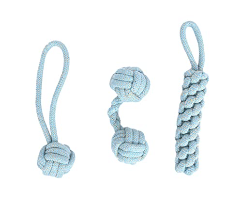 Crazy Tails Baumwolle und Jute Seil Knoten Kauspielzeug für mittelgroße und große Hunde Zahnen Reinigen und Training, 3er Pack Strumpf Spielzeug Geschenkset, Hundeseilspielzeug von Crazy Tails