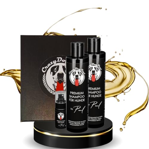 Premium Luxusfellpflege-Set für Ihren Hund - 2 x Hundeshampoo, 1 x Fellpflege von CrazyDogPaul