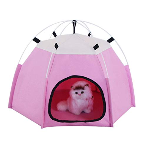 Höhle und Zelt für Hund und Katzen Haustier, abnehmbar und waschbar (Light Pink) von CrazycatZ