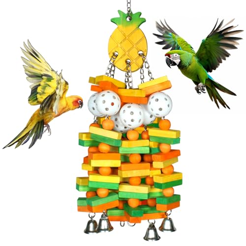 Crazydeer Interaktives Vogelspielzeug für große Papageien, Kakadus, Nymphensittiche und Sittiche, lustige und fesselnde Spielsachen (Ananas) von Crazydeer